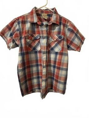Smith's American XL Plaid Short Sleeve Button-Up Shirt patriotic holiday